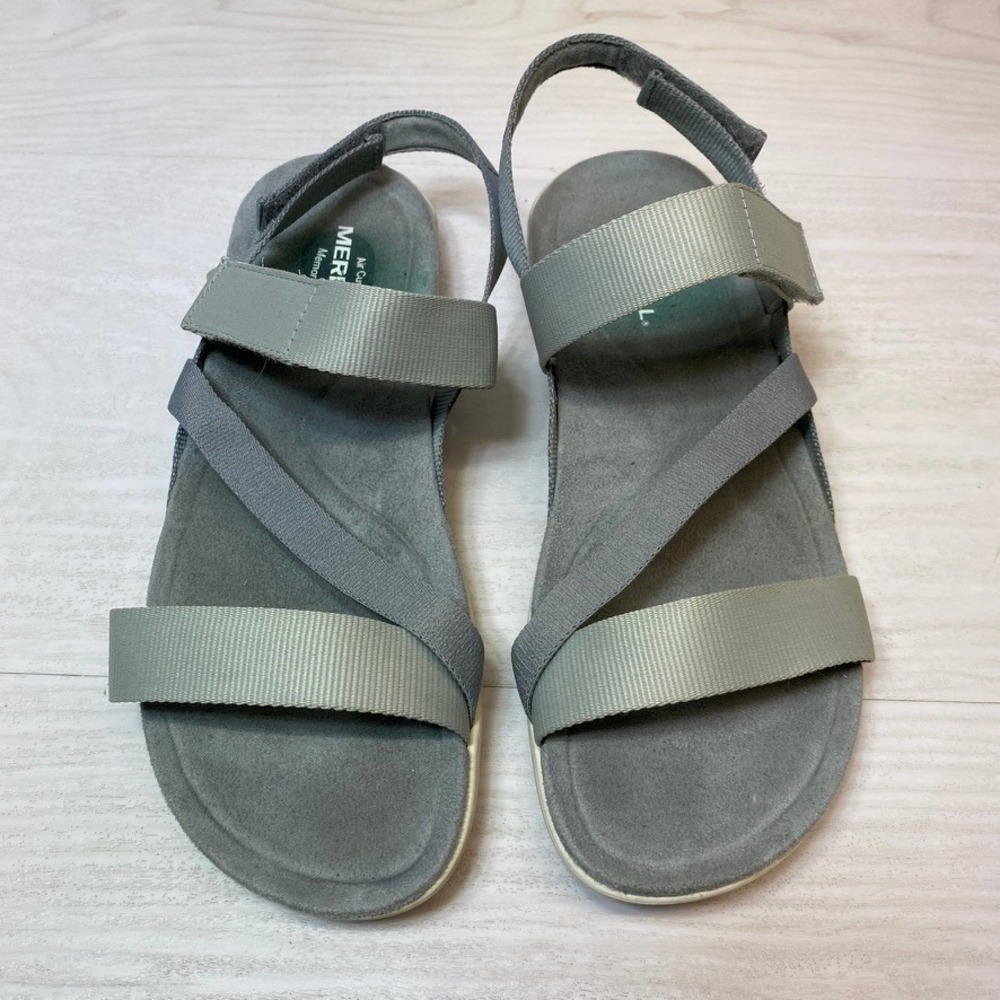 Merrell Womens 8 District Mendi Backstrap Sandals Grey Textile Hiking Outdoor